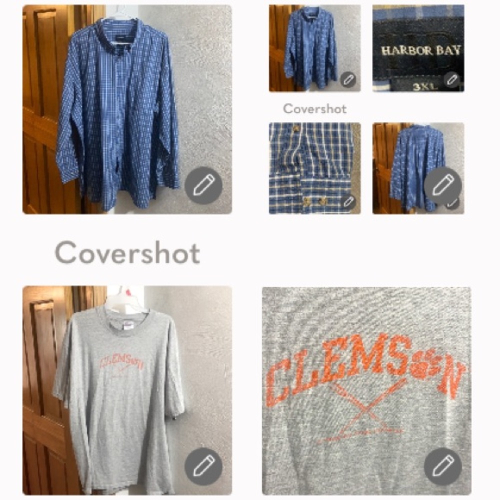 Clemson tee 2X & Harbor bay big🔵checked 3XL buttonup